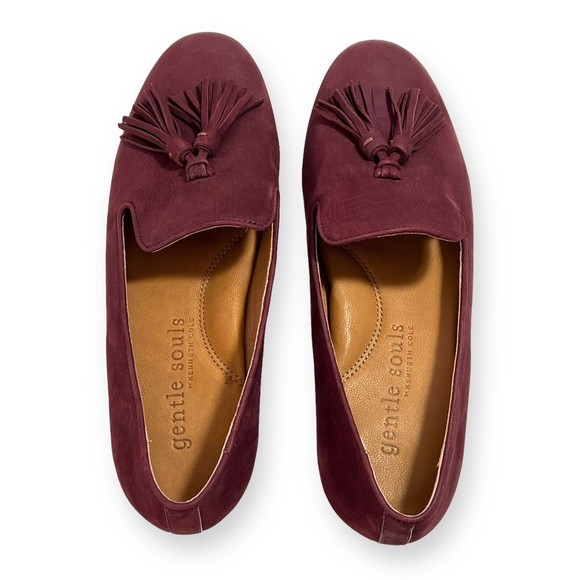 GENTLE SOULS KENNETH COLE Flats Sz 7.5 Eugene Plum Burgundy Leather Purple Shoes - Picture 5 of 11